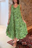 Made in Italy Tiki Pure Cotton Midi Dress Plant /25 =